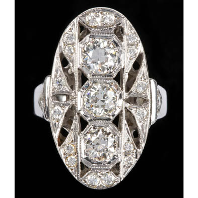 art-deco-three-stone-diamond-shield-ring