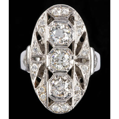 art-deco-three-stone-diamond-shield-ring