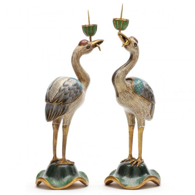 pair-of-chinese-cloisonne-crane-candlesticks