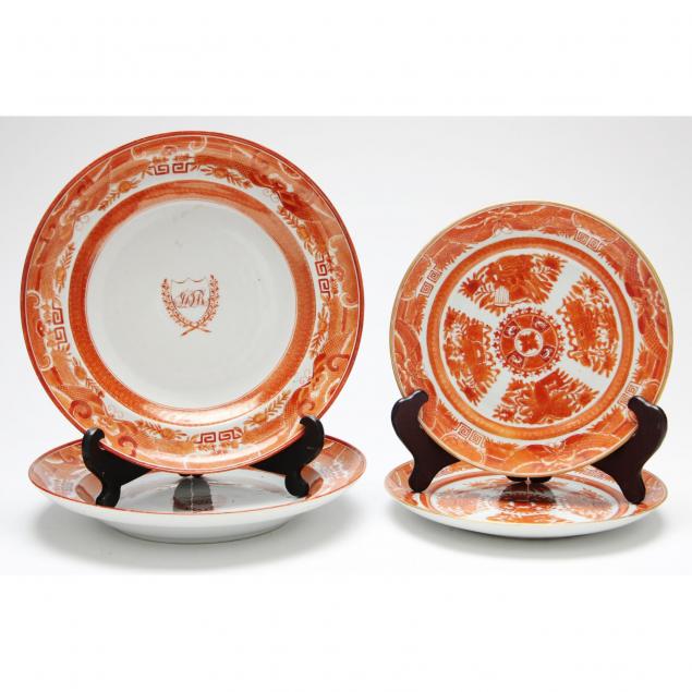four-chinese-orange-fitzhugh-porcelain-plates