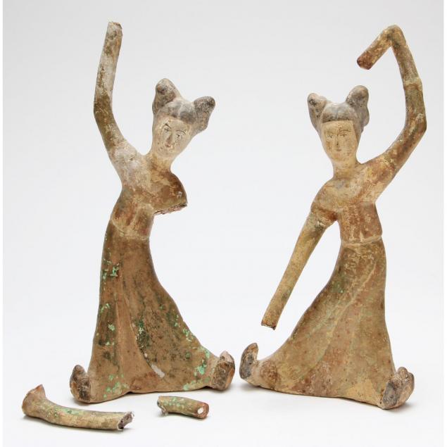 two-chinese-painted-pottery-dancing-figures