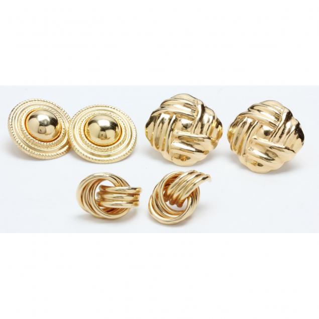 three-pairs-14kt-gold-earrings