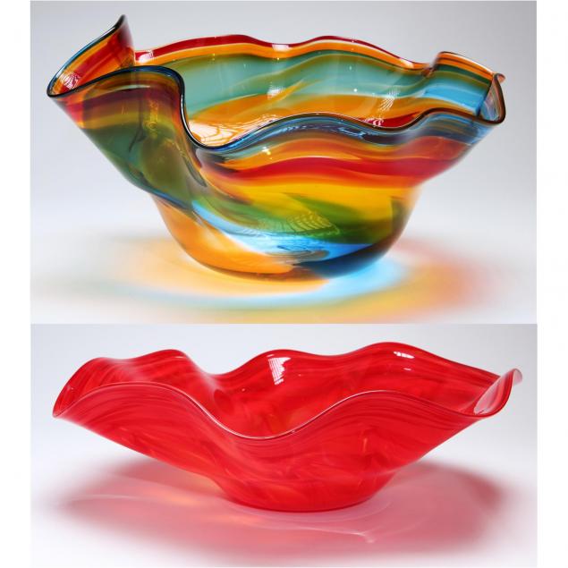 herman-leonhardt-two-swamp-art-glass-bowls