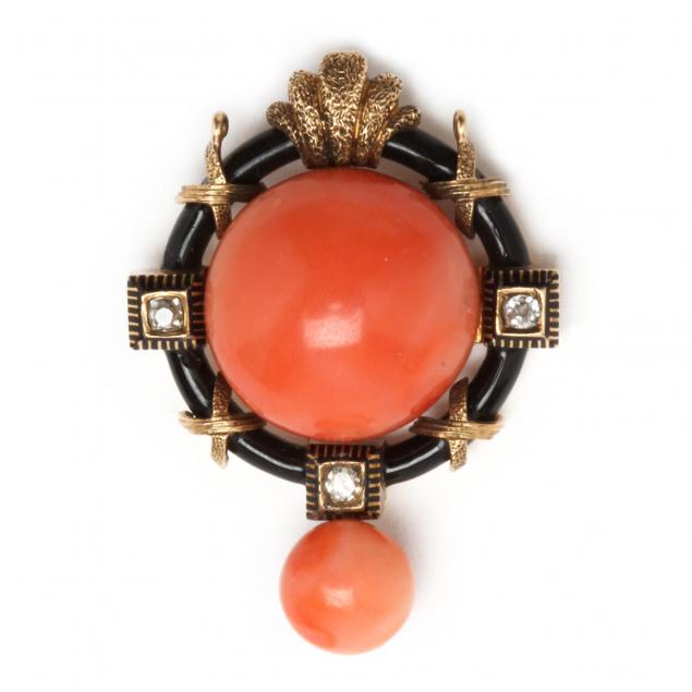 victorian-coral-onyx-and-diamond-jewelry-item