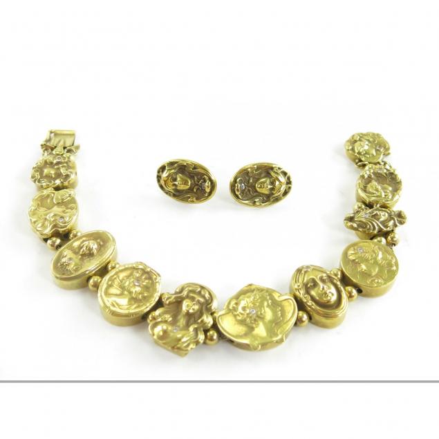 gold-and-diamond-slide-bracelet-and-earrings