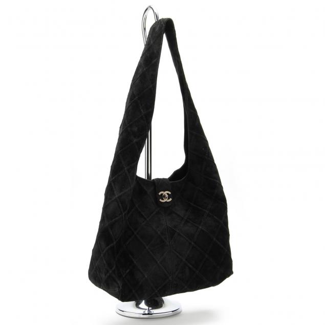 Vintage Chanel Quilted Suede Hobo Bag