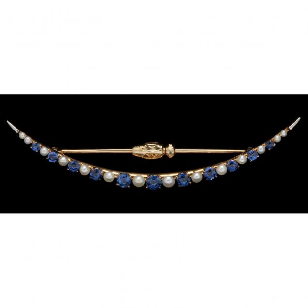 victorian-pearl-and-sapphire-crescent-brooch