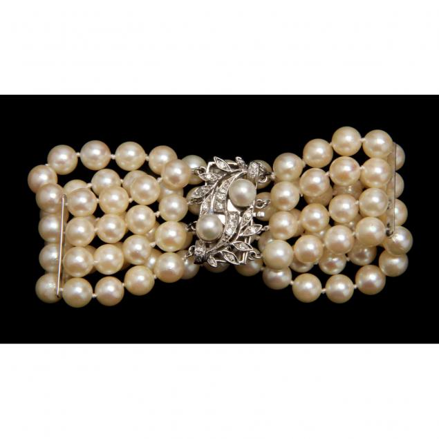 four-strand-pearl-and-diamond-bracelet