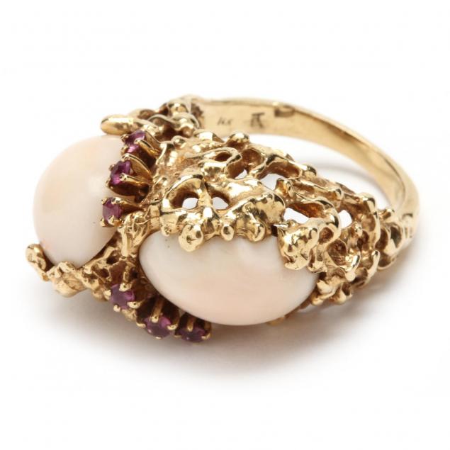 vintage-coral-and-ruby-ring