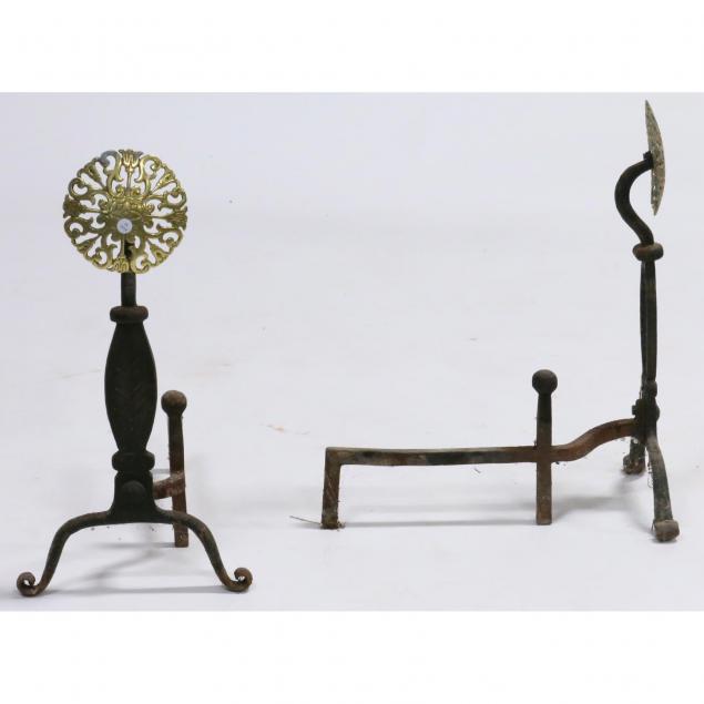 brass-and-iron-sunflower-andirons