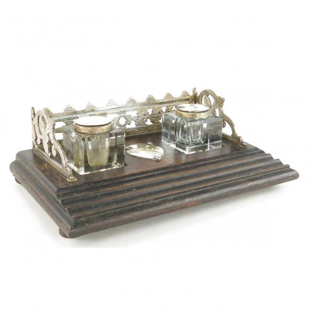 english-oak-and-silverplate-inkstand