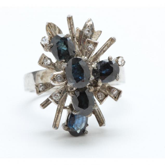 sterling-sapphire-and-diamond-cluster-ring