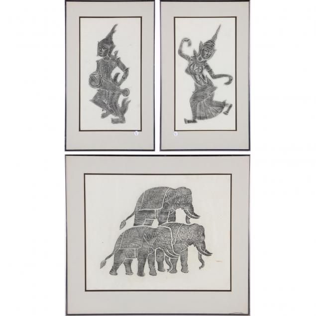 three-balinese-temple-rubbings