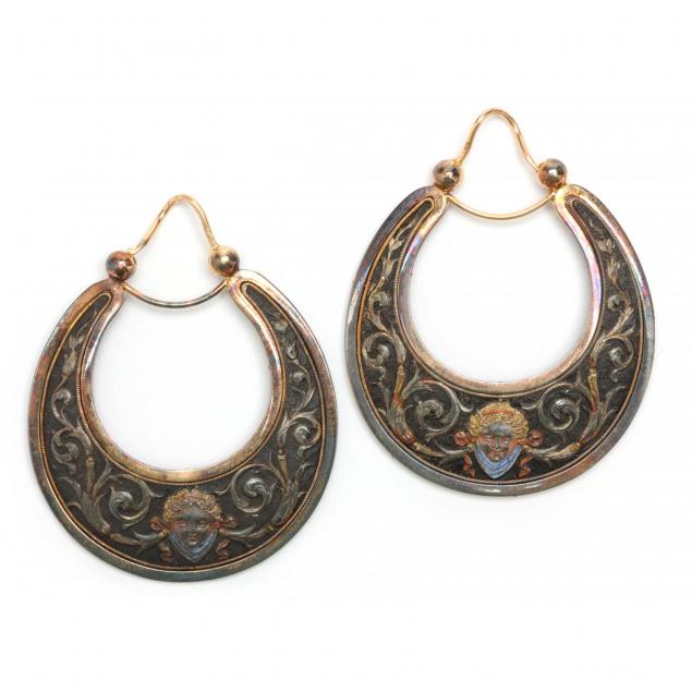 antique-silver-and-gold-ear-hoops-russian