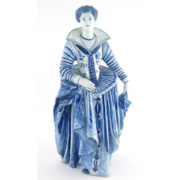 continental-blue-and-white-porcelain-figure-of-a-queen