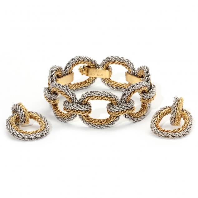 two-tone-18kt-gold-link-bracelet-and-earrings-spritzer-furman