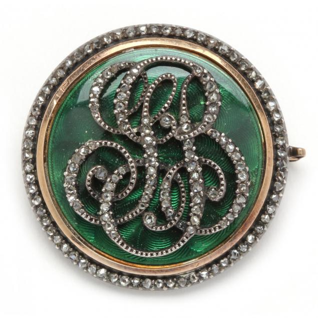 victorian-18kt-diamond-and-enamel-initial-brooch