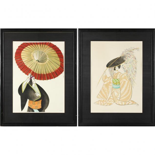 al-hirschfeld-ny-1903-2003-two-kabuki-lithographs