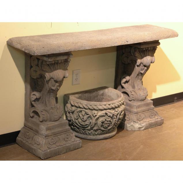 vintage-cast-stone-console-table
