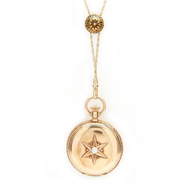 14kt-lady-s-pocket-watch-with-chain-and-slide-waltham