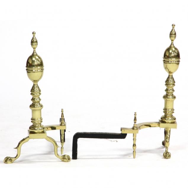 pair-of-lemon-finial-brass-andirons