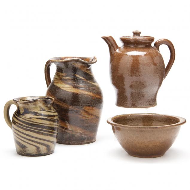 four-nc-pottery-pieces-propst-or-reinhardt