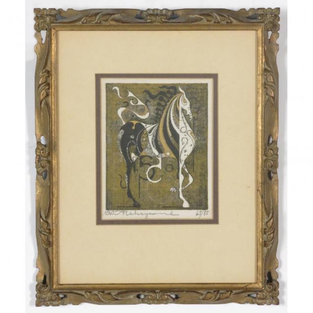 artist-signed-numbered-japanese-woodcut-of-a-horse