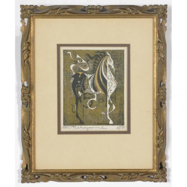 artist-signed-numbered-japanese-woodcut-of-a-horse