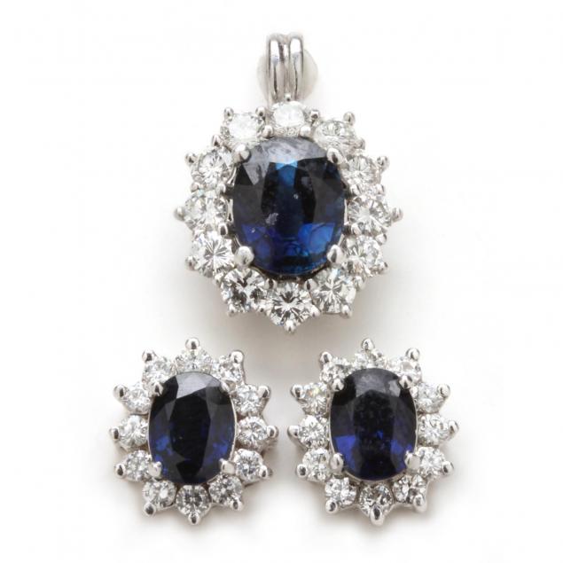 sapphire-and-diamond-pendant-and-earrings