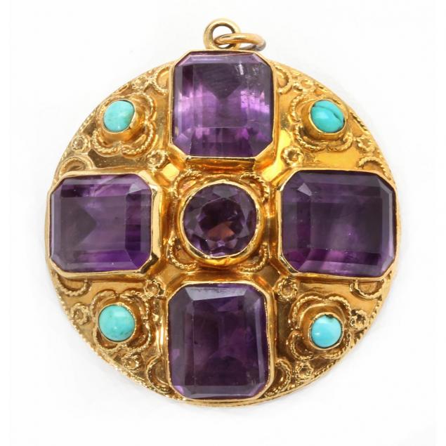 18kt-amethyst-and-turquoise-pendant