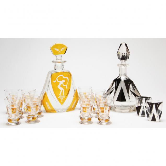 two-art-deco-liqueur-sets