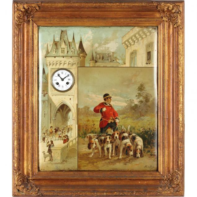 continental-hunt-scene-picture-clock