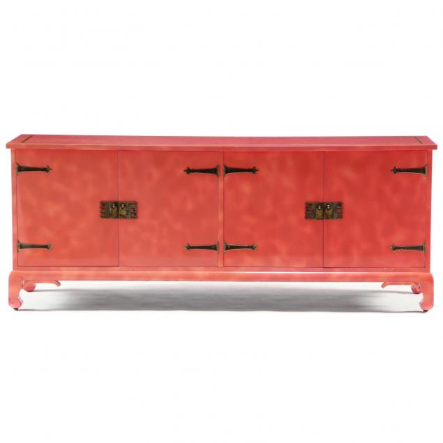 tommi-parzinger-pink-lacquered-cabinet