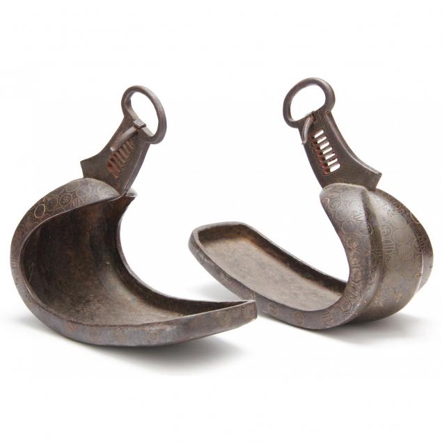 pair-of-japanese-inlaid-silver-cast-iron-stirrups