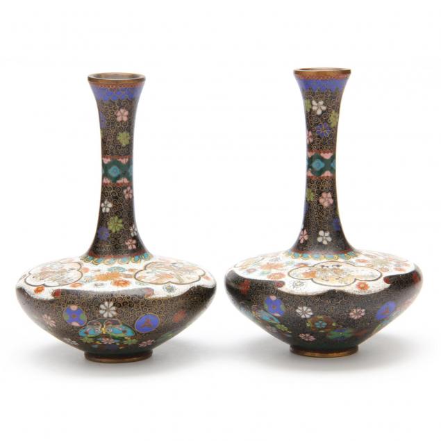 pair-of-japanese-satsuma-and-cloisonne-cabinet-vases