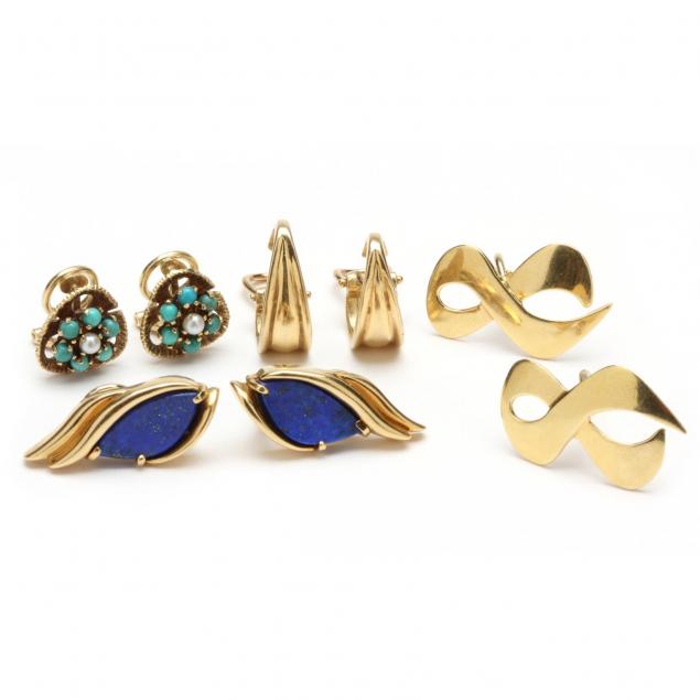 four-pairs-of-gold-ear-clips