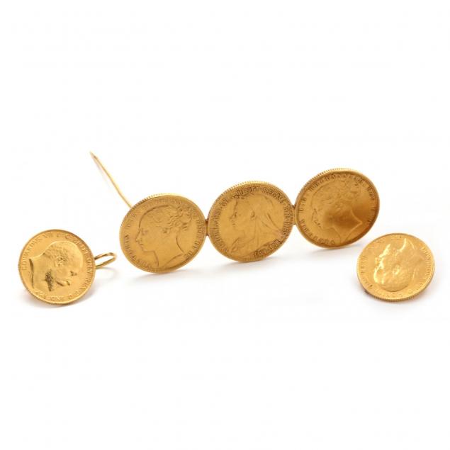 gold-coin-brooch-and-earrings