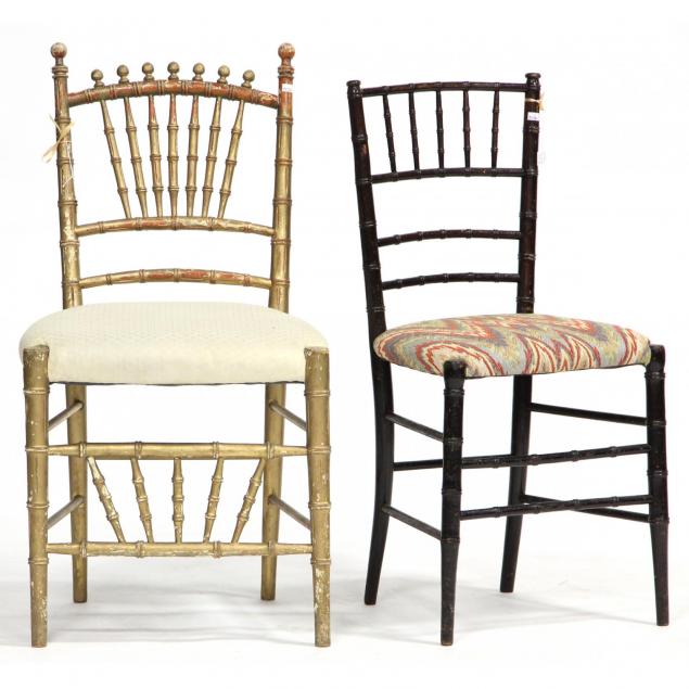 2-antique-faux-bamboo-side-chairs