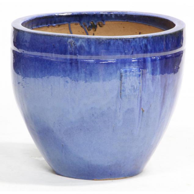 large-blue-glazed-pot
