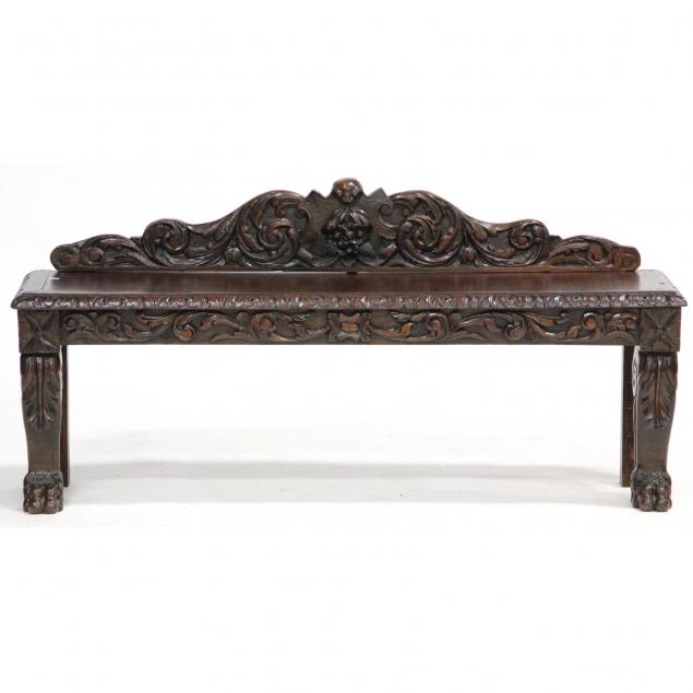 continental-carved-oak-diminutive-hall-bench