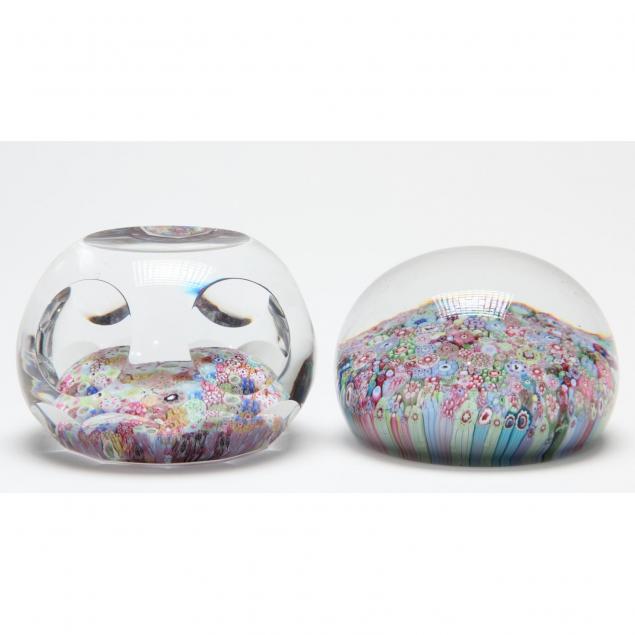 two-baccarat-zodiac-millefiori-paperweights