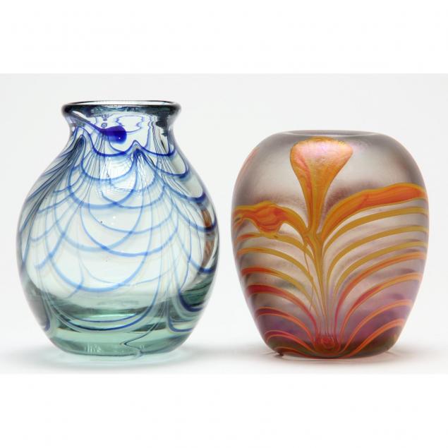 two-dominick-labino-art-glass-vases