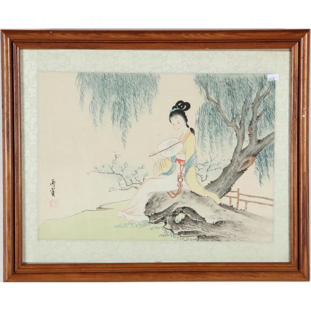 chinese-watercolor-painting-of-a-beauty-at-leisure