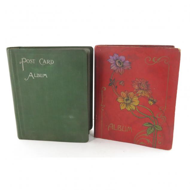 two-antique-post-card-albums