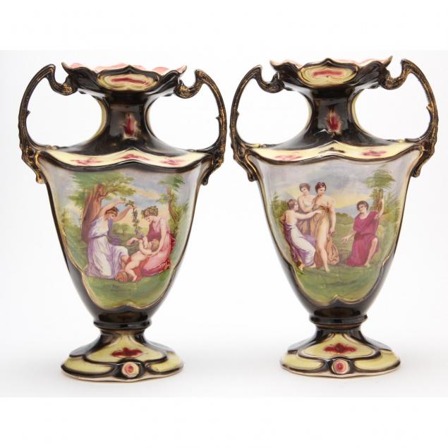 pair-of-english-majolica-mantle-vases