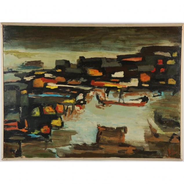 mid-century-modern-harbor-painting