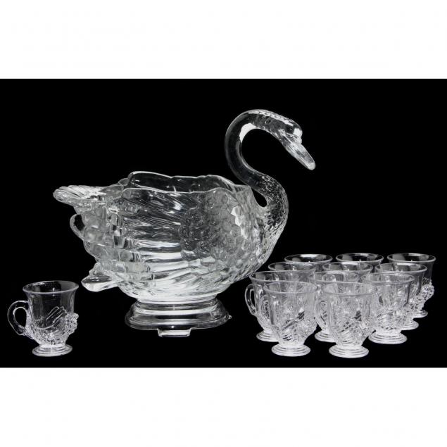 cambridge-glass-swan-punch-bowl-set