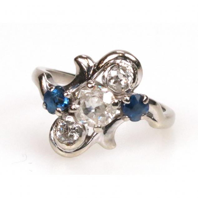 vintage-diamond-and-synthetic-sapphire-ring