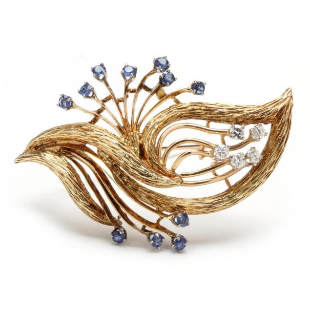 14kt-diamond-and-sapphire-brooch