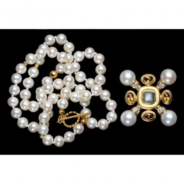 14kt-pearl-necklace-with-gem-set-enhancer-brooch
